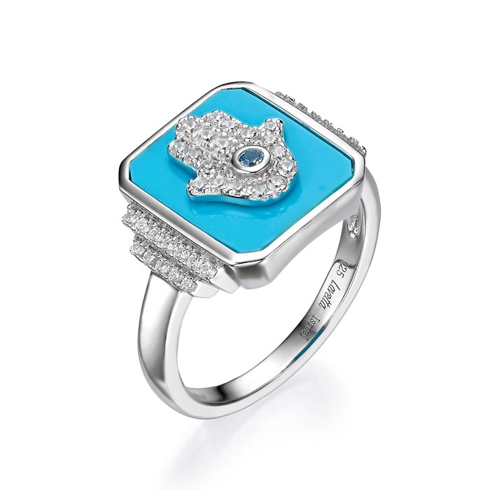 CRYSTAL HAMSA RING