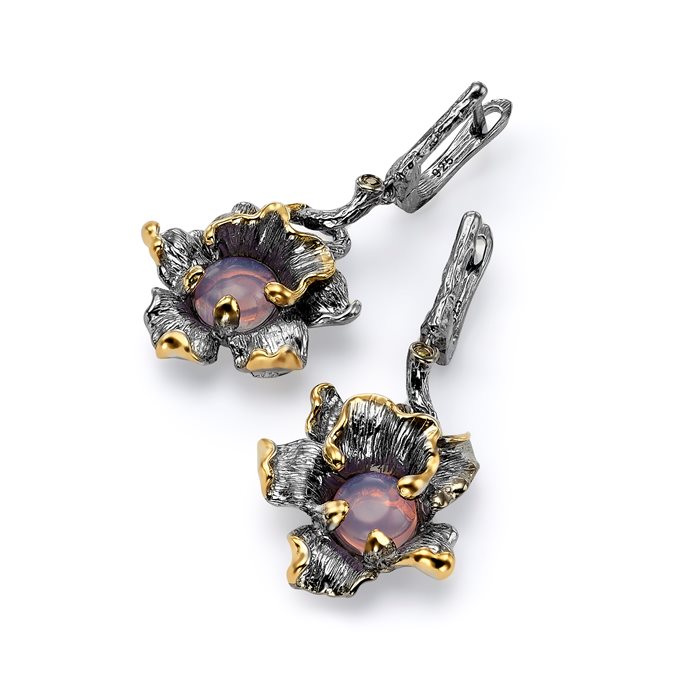 ROSE QUARTZ FLOWER EARRINGS