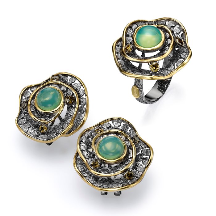 GREEN QUARTZ FLOWER SET