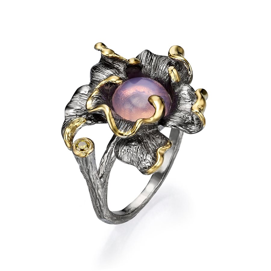 ROSE QUARTZ FLOWER RING